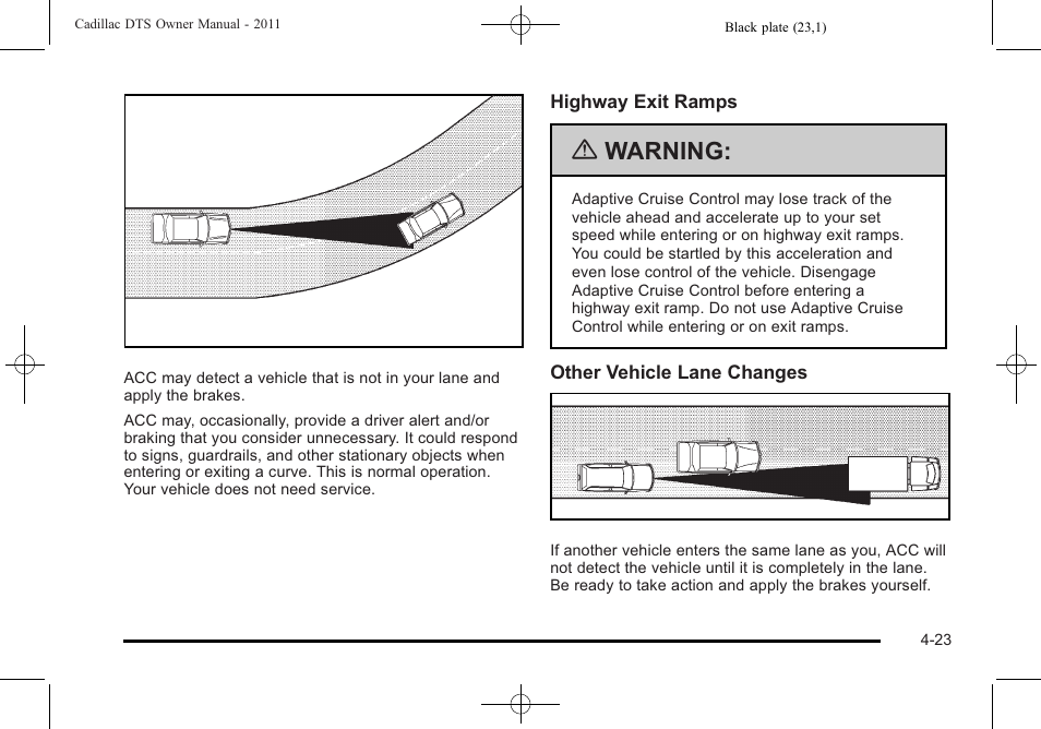 Warning | Cadillac 2011 DTS User Manual | Page 185 / 470