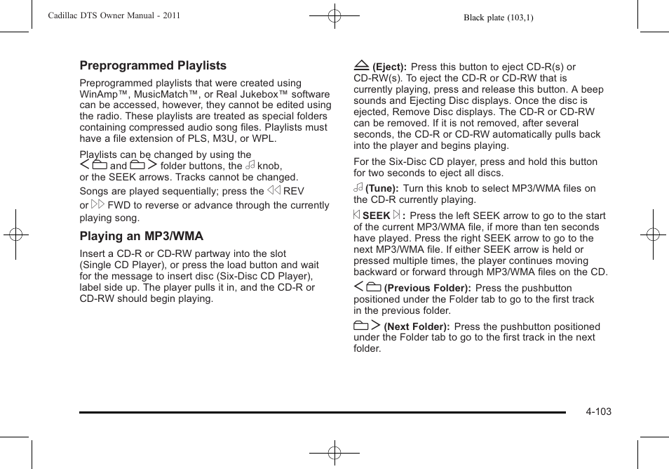 Cadillac 2011 DTS User Manual | Page 265 / 470