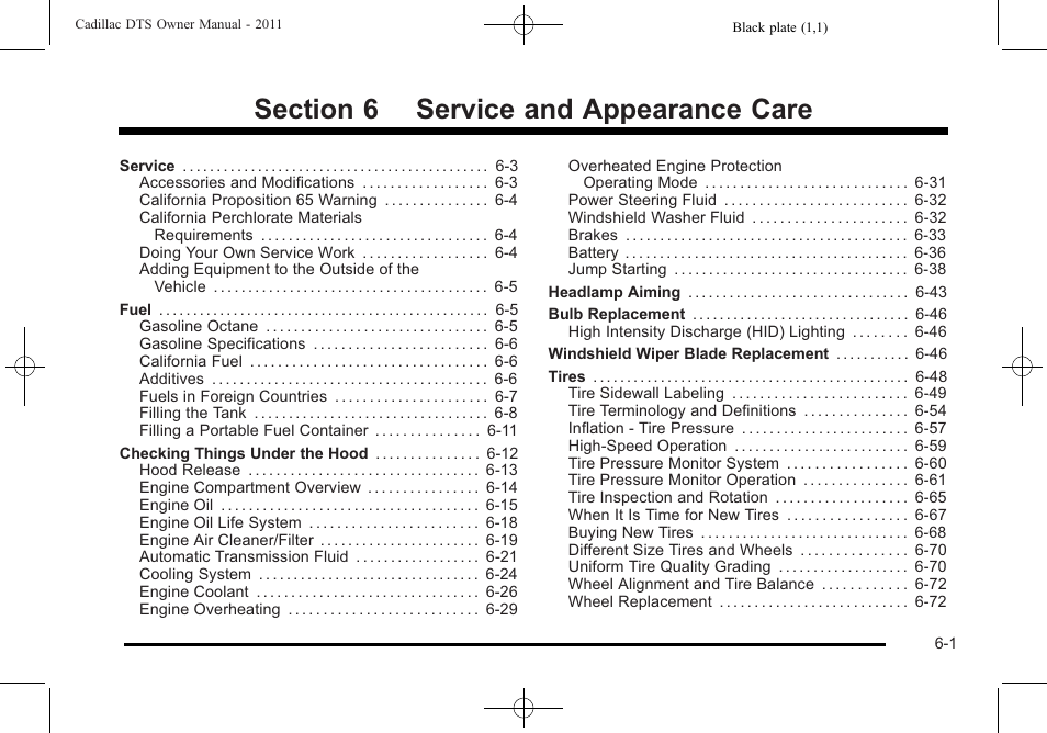 Service and appearance care, Service and appearance care -1 | Cadillac 2011 DTS User Manual | Page 311 / 470