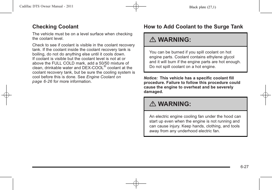 Warning | Cadillac 2011 DTS User Manual | Page 337 / 470