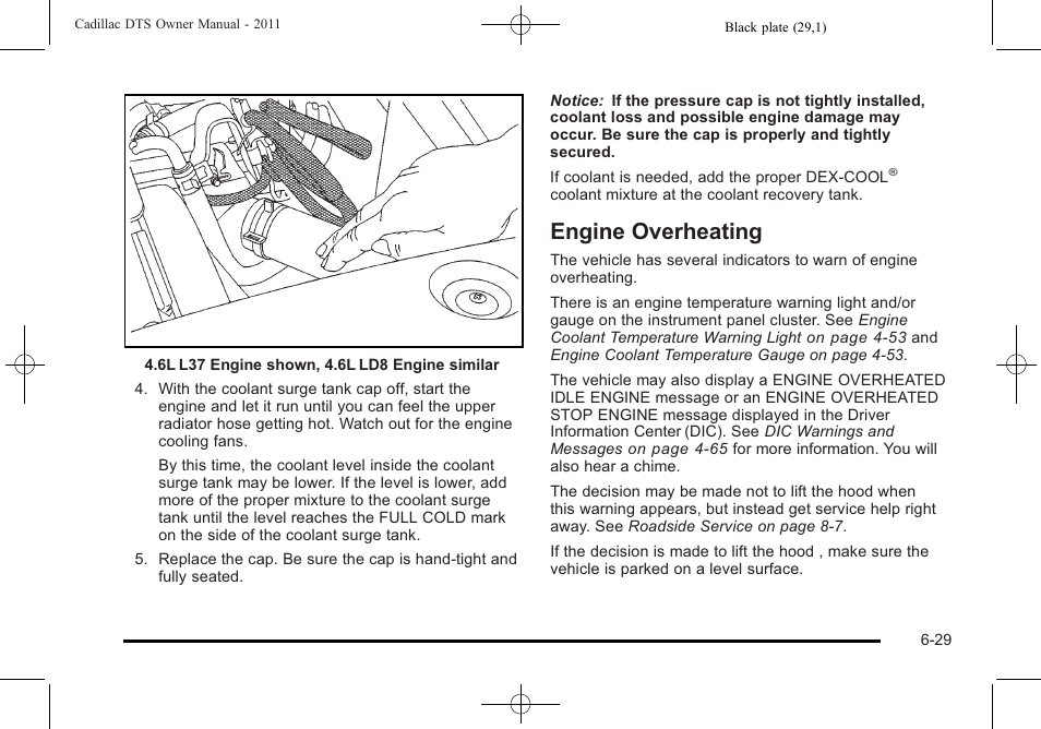 Engine overheating, Engine overheating -29 | Cadillac 2011 DTS User Manual | Page 339 / 470