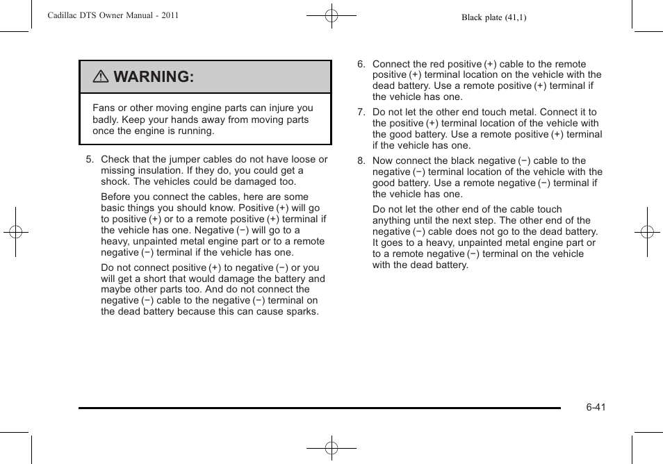 Warning | Cadillac 2011 DTS User Manual | Page 351 / 470