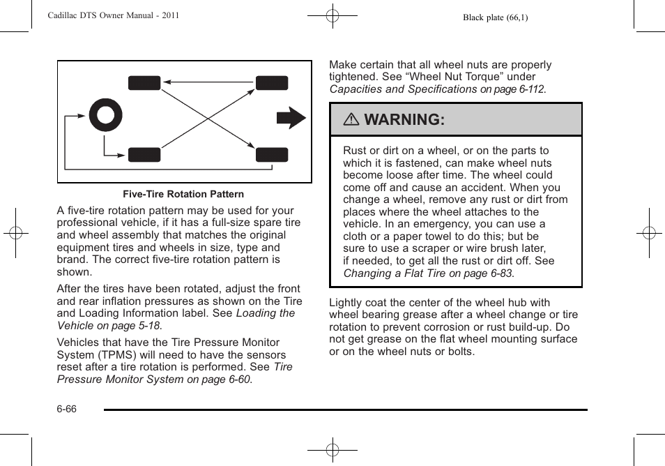 Warning | Cadillac 2011 DTS User Manual | Page 376 / 470