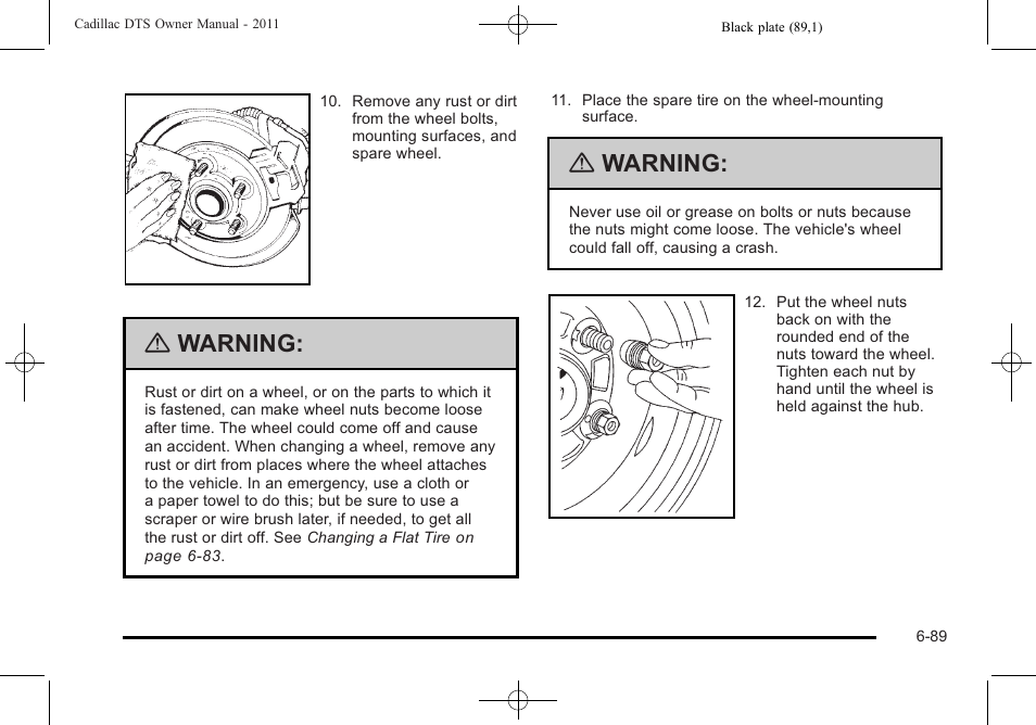 Warning | Cadillac 2011 DTS User Manual | Page 399 / 470