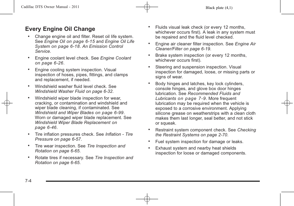 Every engine oil change | Cadillac 2011 DTS User Manual | Page 426 / 470