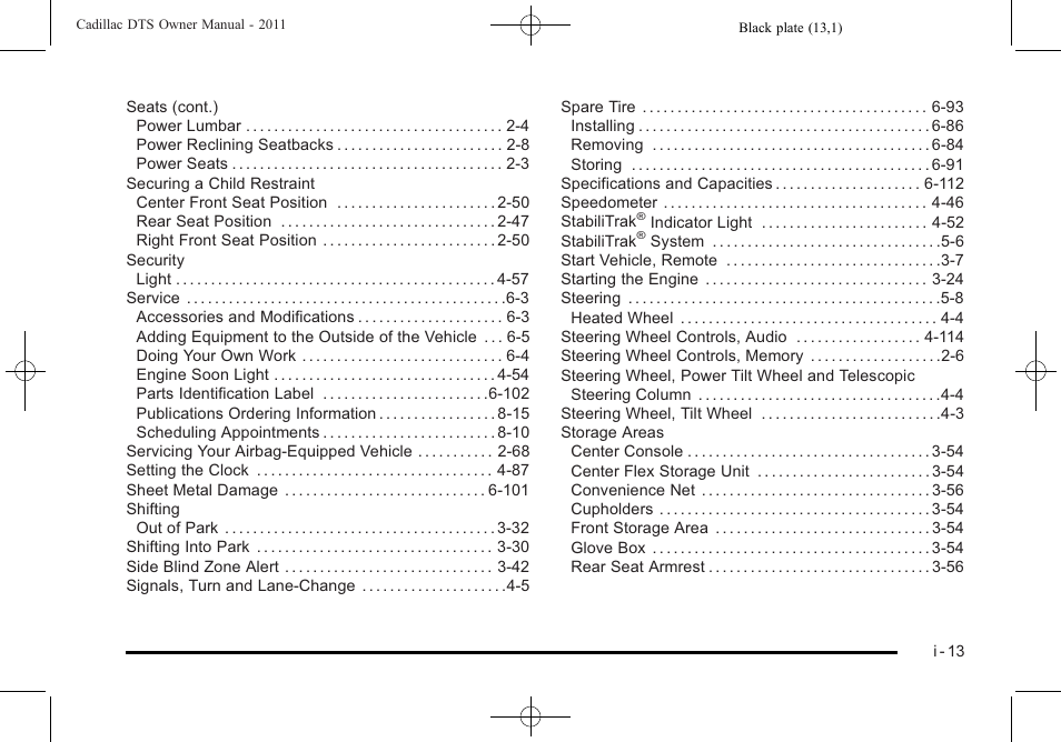 Cadillac 2011 DTS User Manual | Page 467 / 470