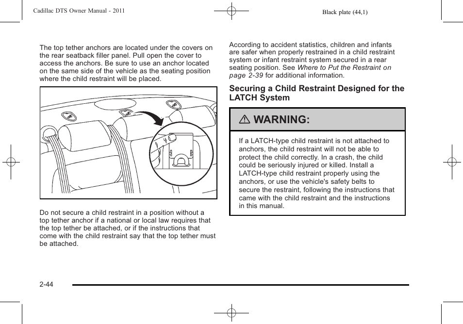 Warning | Cadillac 2011 DTS User Manual | Page 76 / 470