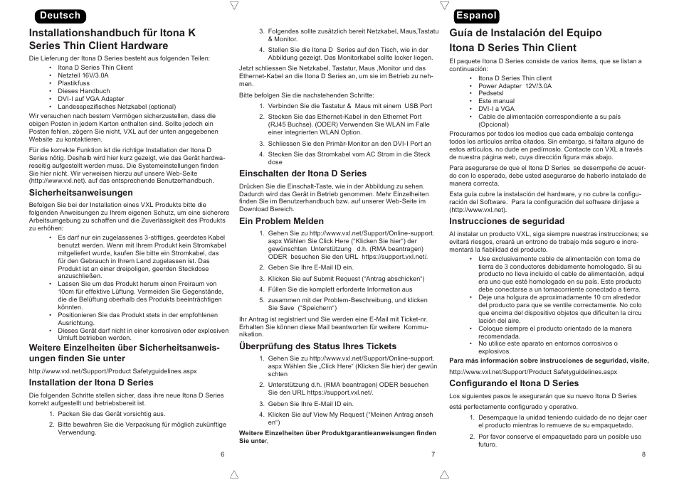 Deutsch espanol | VXL Instruments Itona D Series Thin Client - Installation Guide User Manual | Page 3 / 4