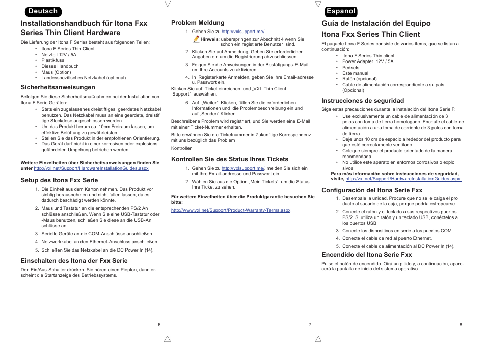 Deutsch espanol | VXL Instruments Itona Fxx Series Thin Client User Manual | Page 3 / 4