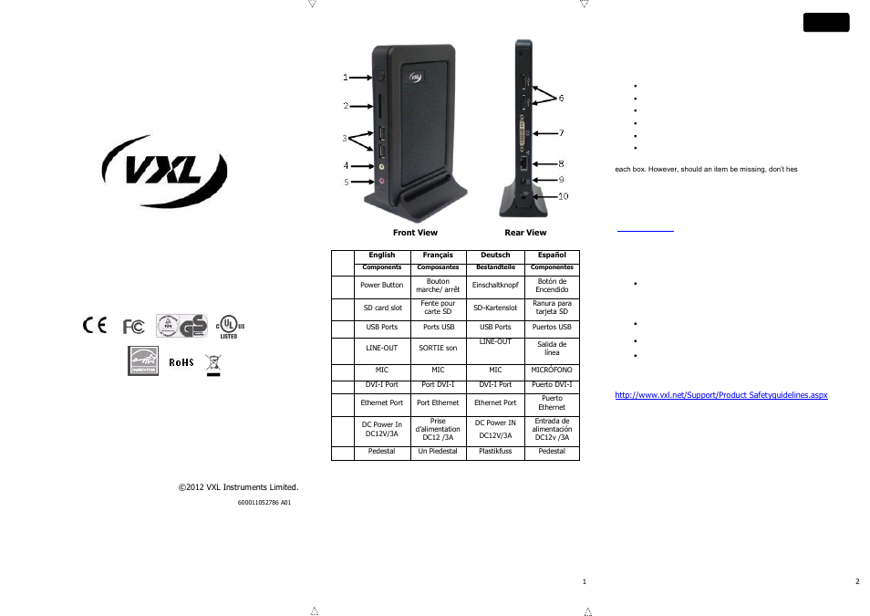 VXL Instruments Itona K Series Thin Client User Manual | 4 pages