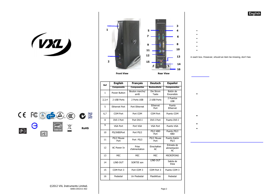 VXL Instruments Xtona D12s-z Series Thin Client User Manual | 4 pages