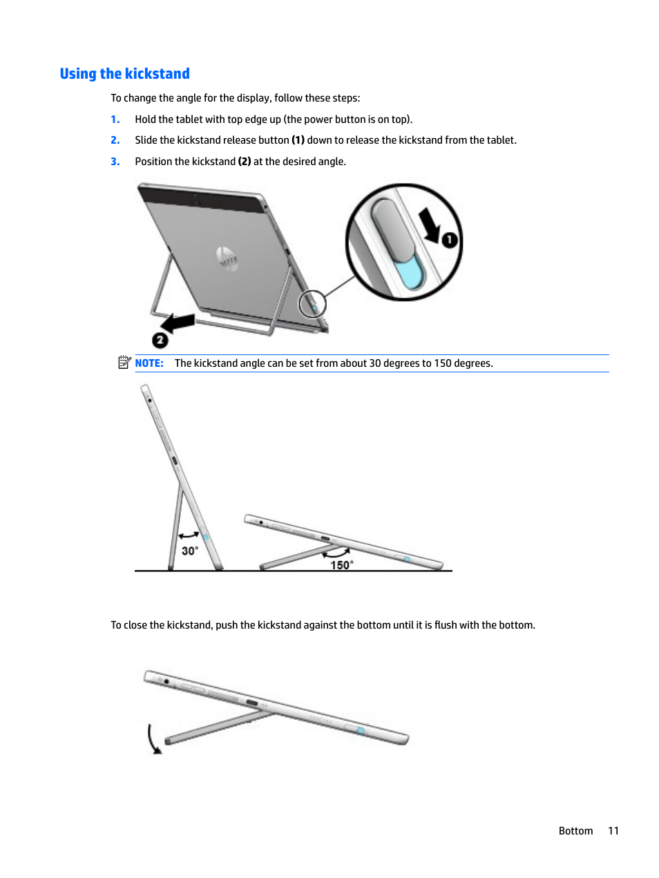 Using the kickstand | HP Spectre x2 User Manual | Page 19 / 71