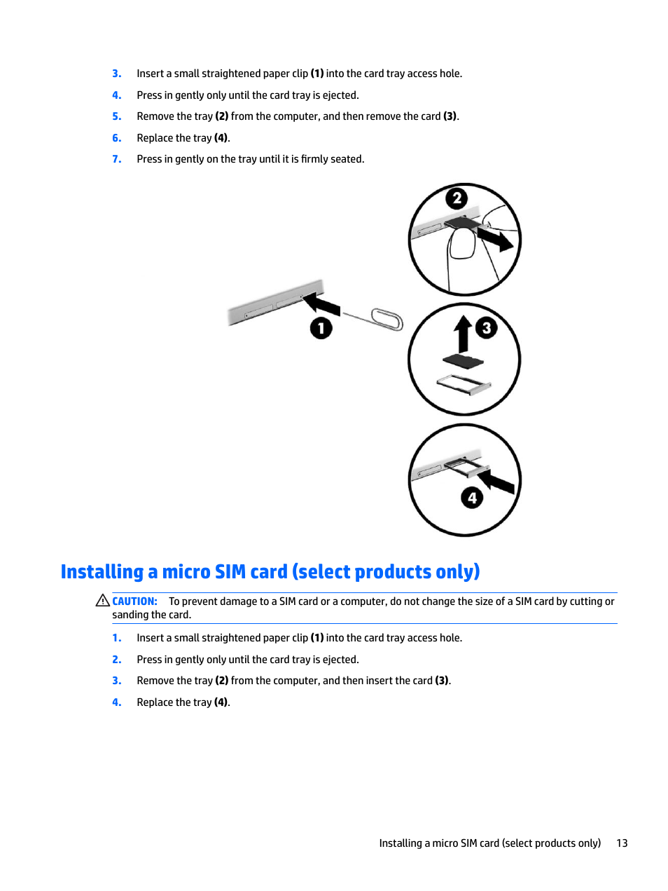 Installing a micro sim card (select products only), T; see, Installing a micro sim card | HP Spectre x2 User Manual | Page 21 / 71