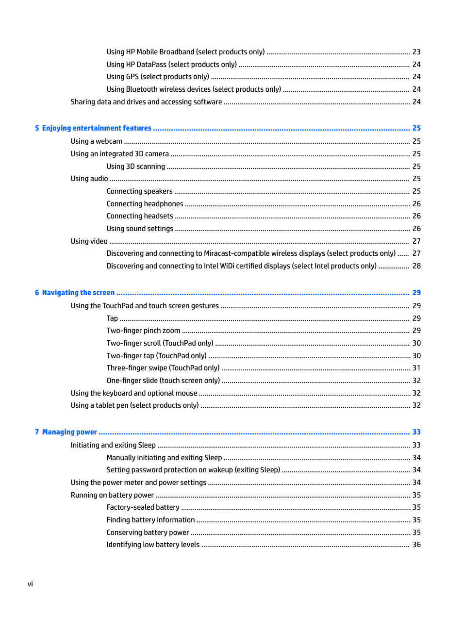 HP Spectre x2 User Manual | Page 6 / 71