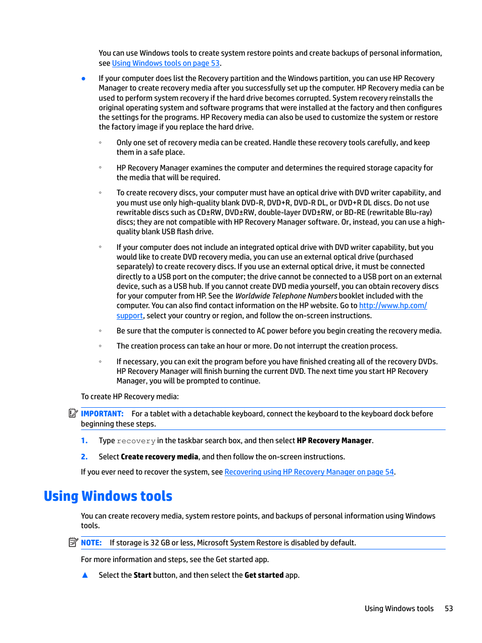 Using windows tools | HP Spectre x2 User Manual | Page 61 / 71