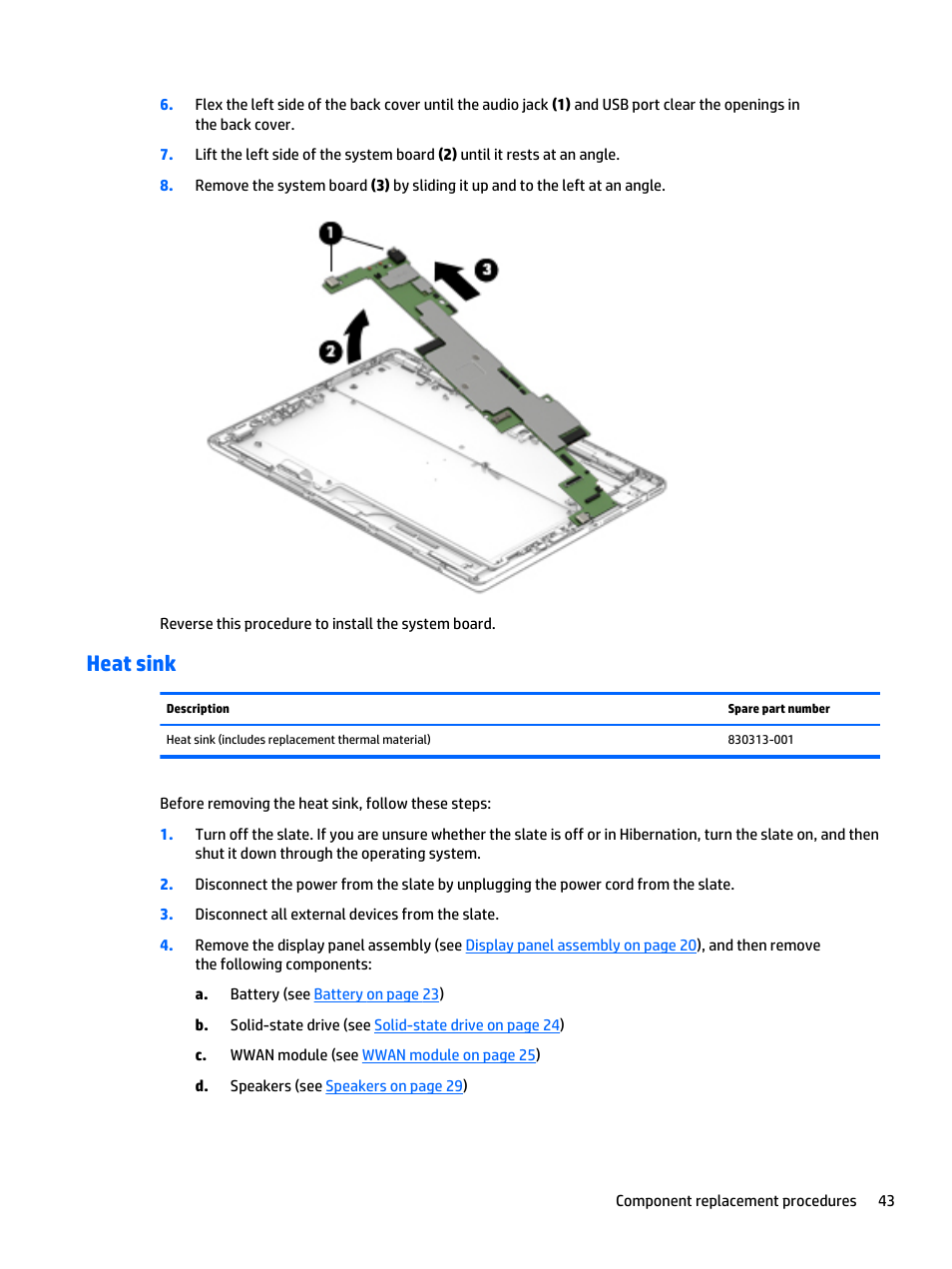 Heat sink | HP Spectre x2 User Manual | Page 53 / 71