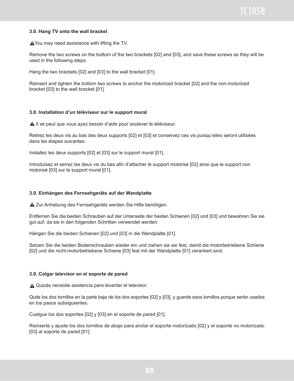 Tc105b | WallWizard TC105B User Manual | Page 26 / 59