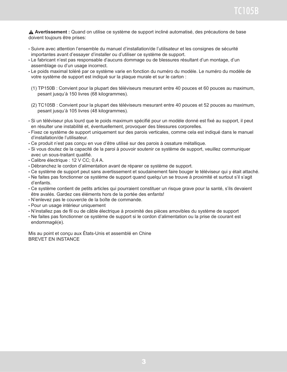 Tc105b | WallWizard TC105B User Manual | Page 4 / 59