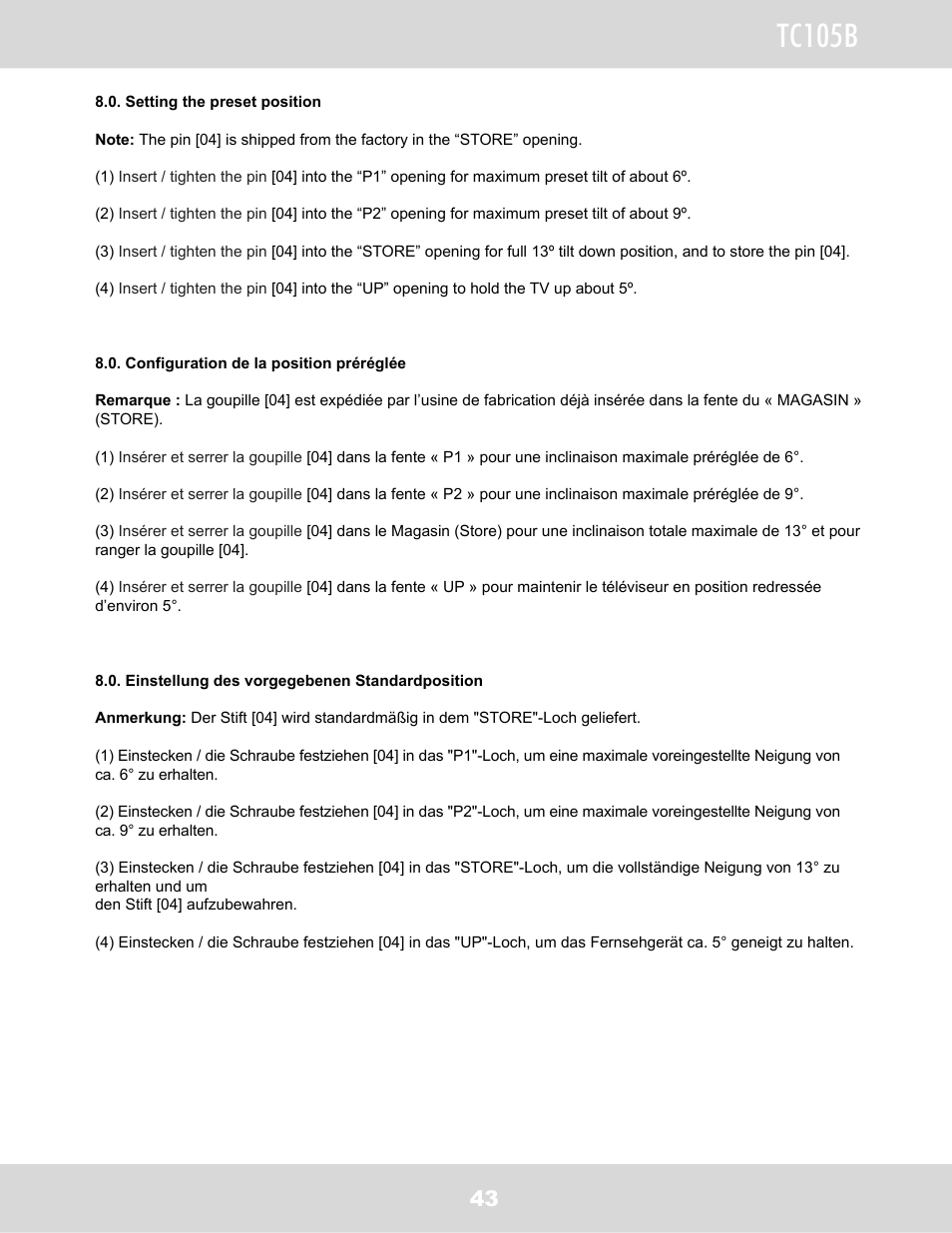 Tc105b | WallWizard TC105B User Manual | Page 44 / 59