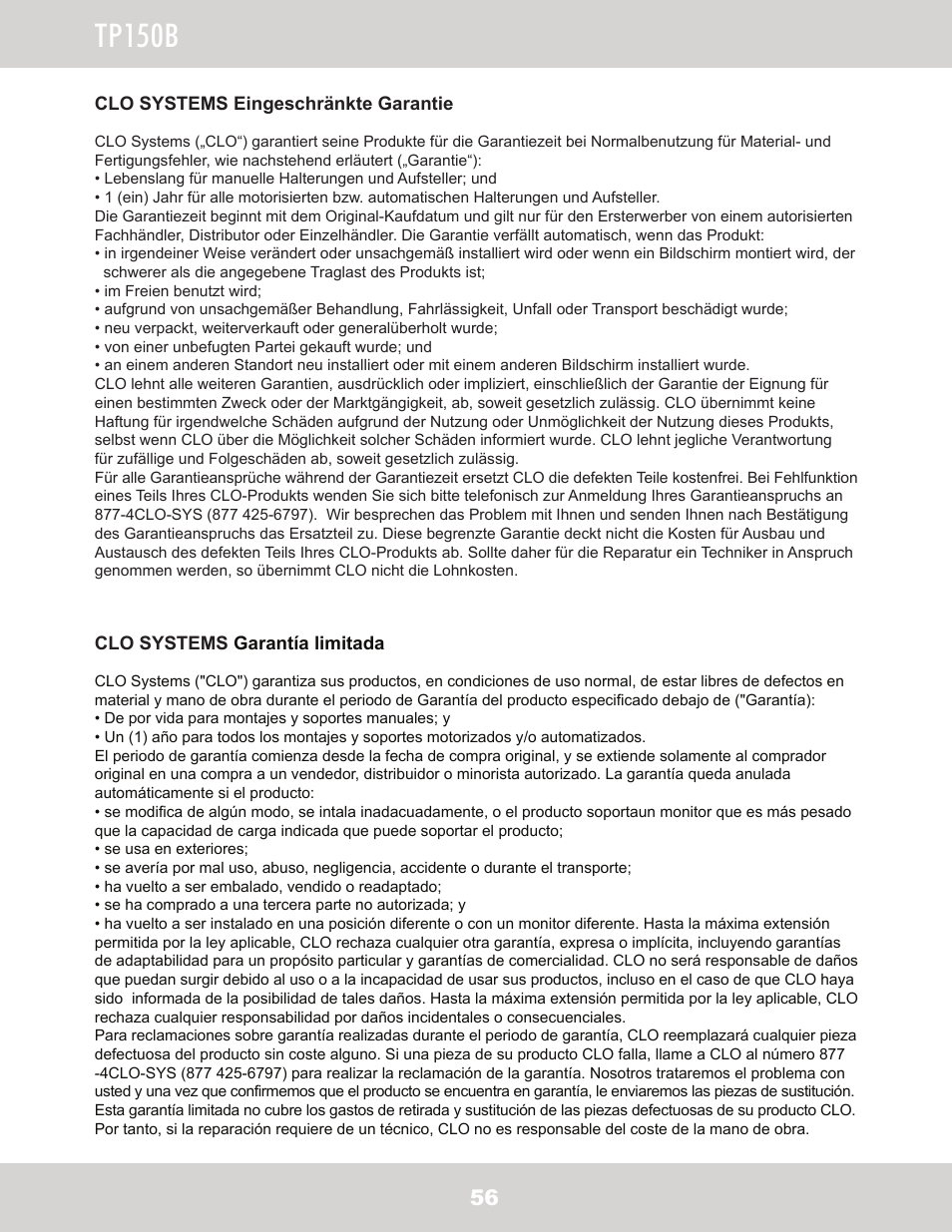 Tp150b | WallWizard TC105B User Manual | Page 57 / 59