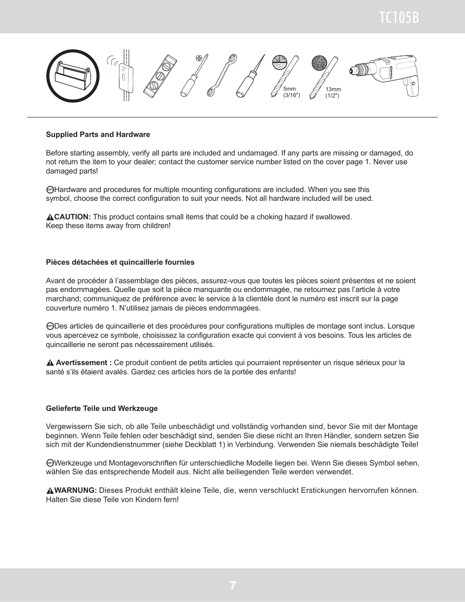 Tc105b | WallWizard TC105B User Manual | Page 8 / 59