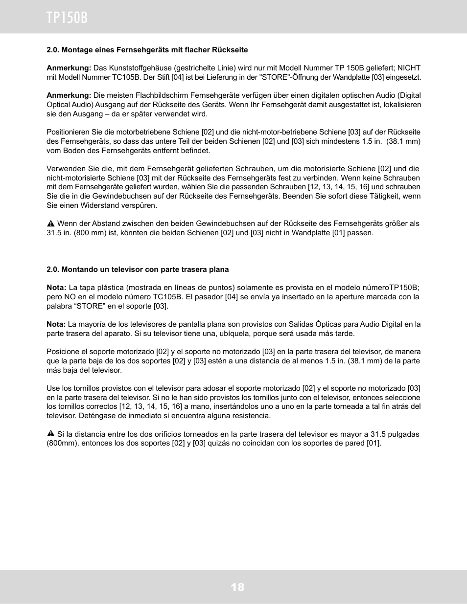 Tp150b | WallWizard TP150B User Manual | Page 19 / 59