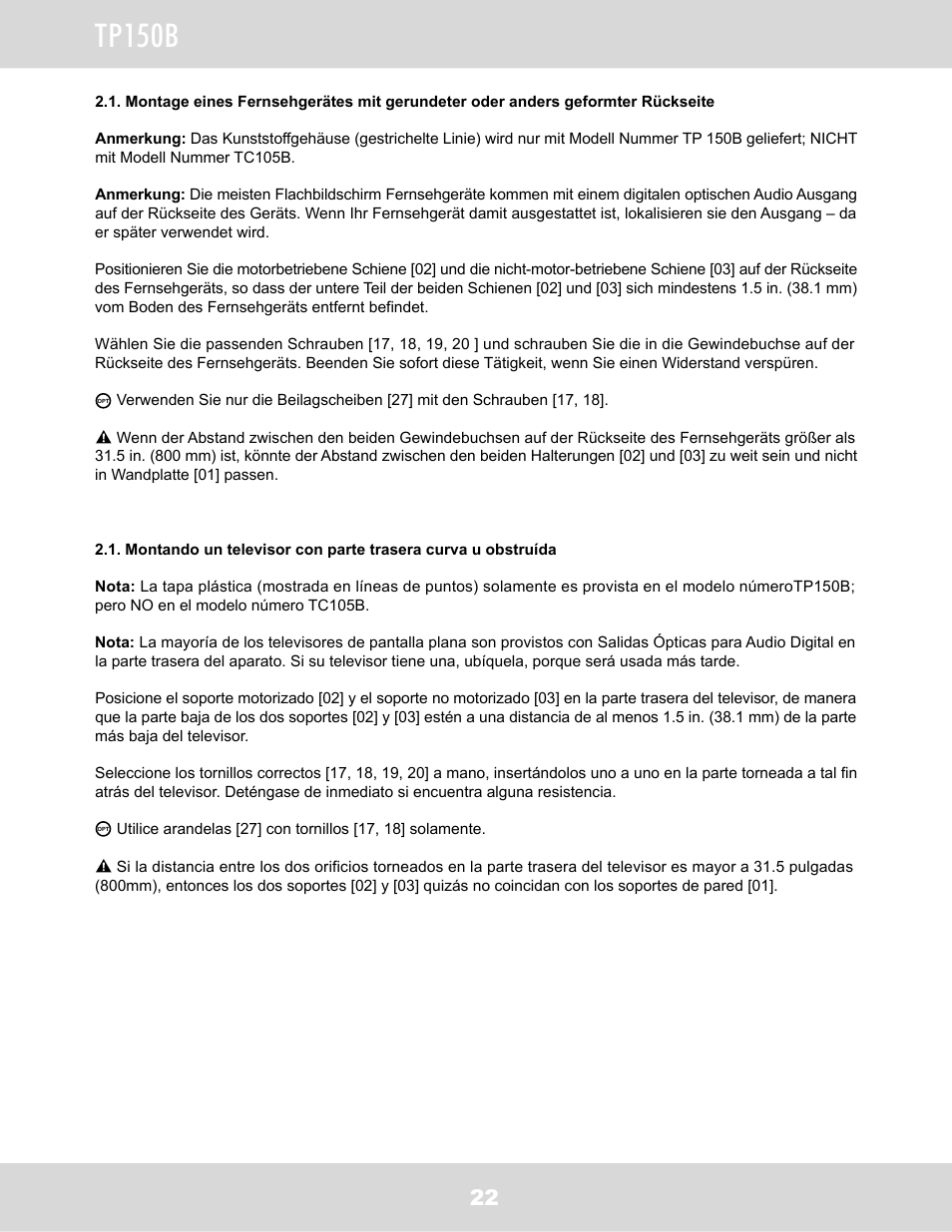 Tp150b | WallWizard TP150B User Manual | Page 23 / 59