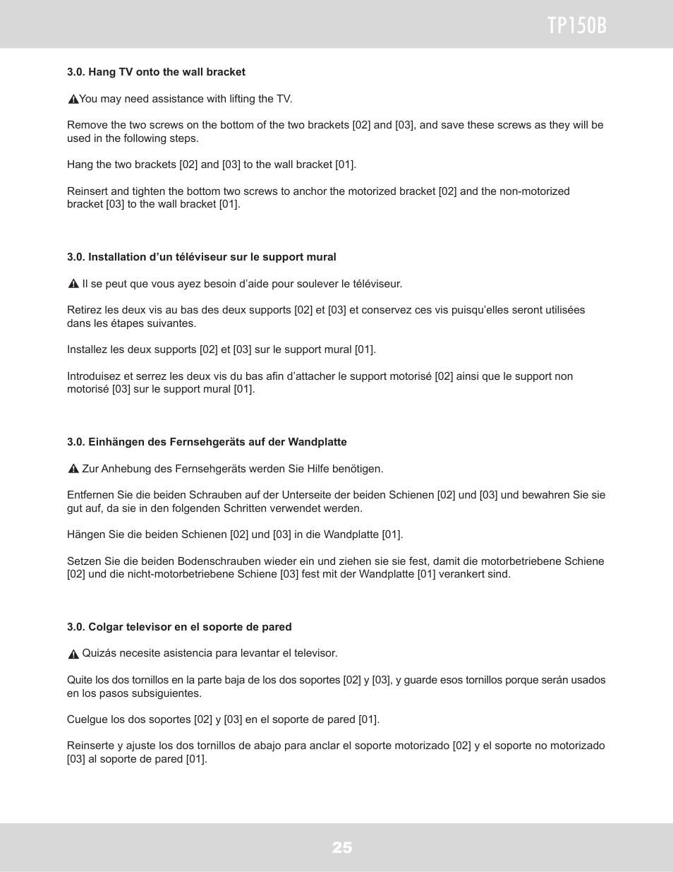 Tp150b | WallWizard TP150B User Manual | Page 26 / 59
