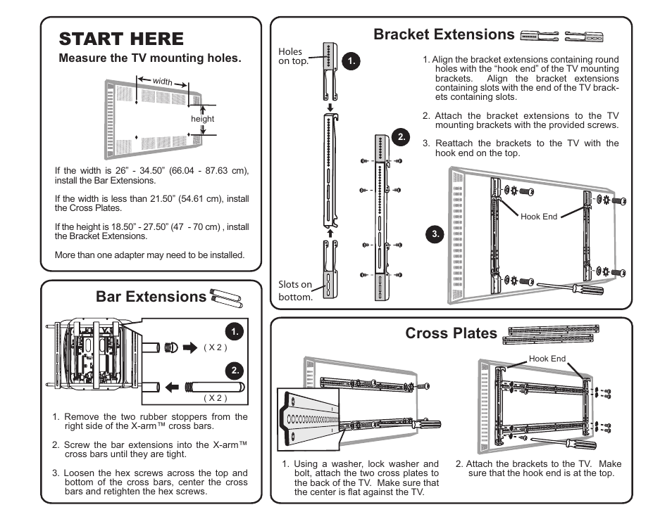 WallWizard X700CB Adapters Installation Instructions User Manual | 1 page