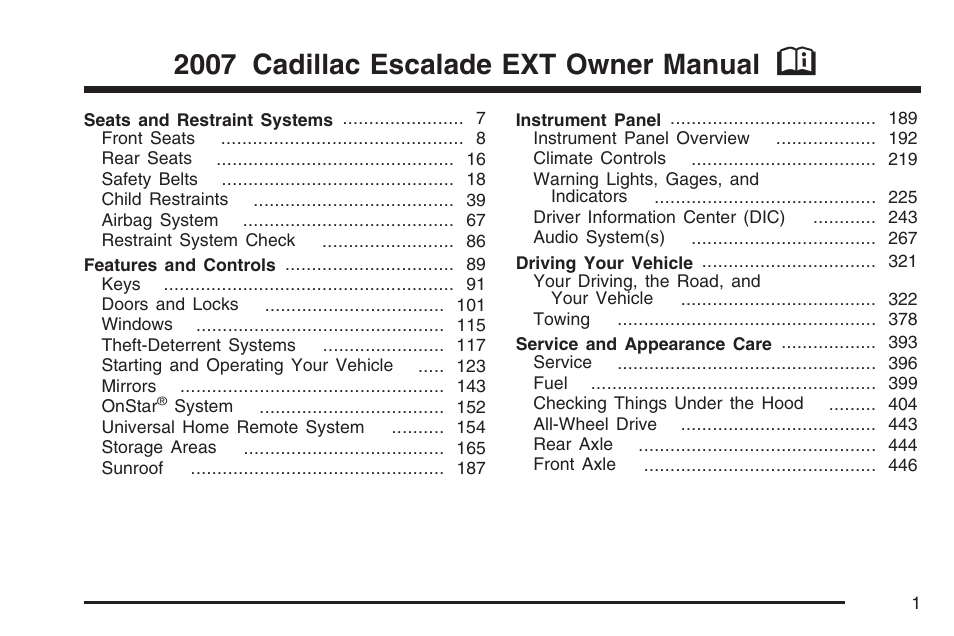 Cadillac 2007 Escalade EXT User Manual | 580 pages