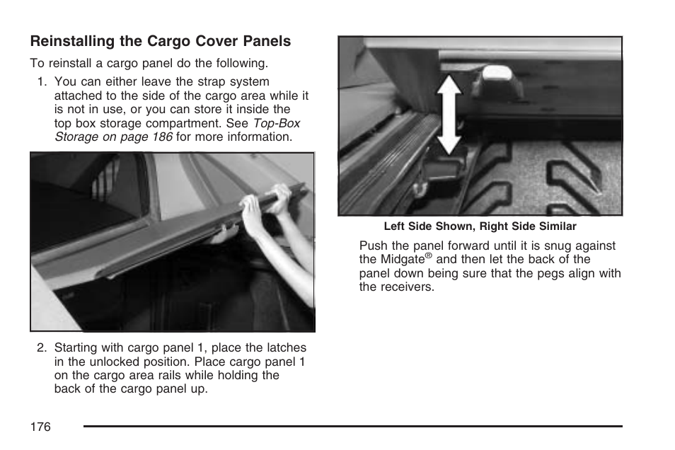 Reinstalling the cargo cover panels | Cadillac 2007 Escalade EXT User Manual | Page 176 / 580