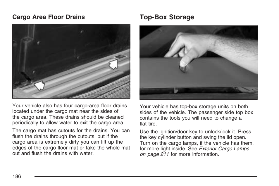 Top-box storage | Cadillac 2007 Escalade EXT User Manual | Page 186 / 580