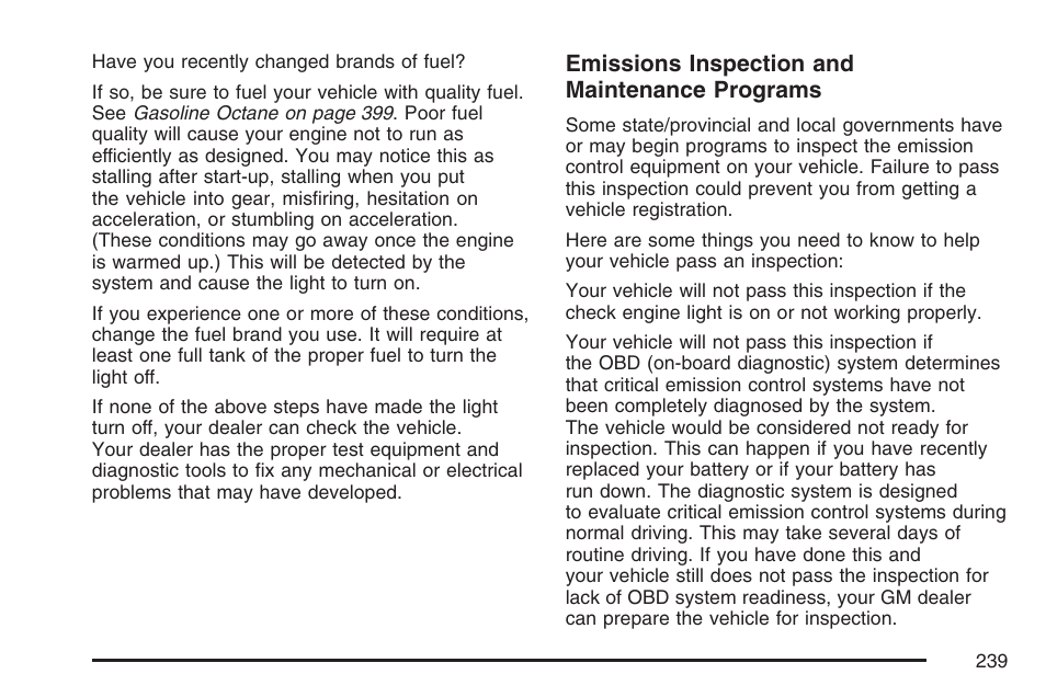 Emissions inspection and maintenance programs | Cadillac 2007 Escalade EXT User Manual | Page 239 / 580