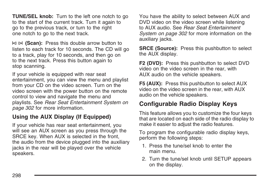 Configurable radio display keys | Cadillac 2007 Escalade EXT User Manual | Page 298 / 580