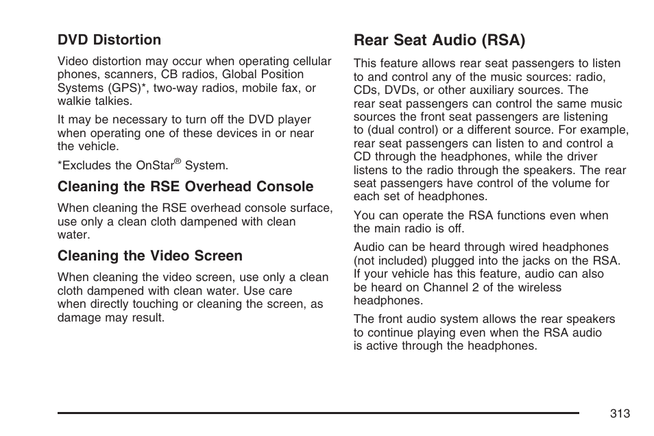 Rear seat audio (rsa) | Cadillac 2007 Escalade EXT User Manual | Page 313 / 580