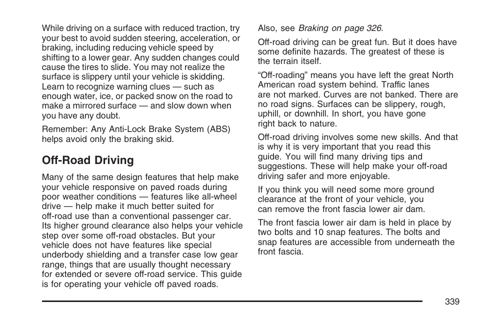 Off-road driving | Cadillac 2007 Escalade EXT User Manual | Page 339 / 580
