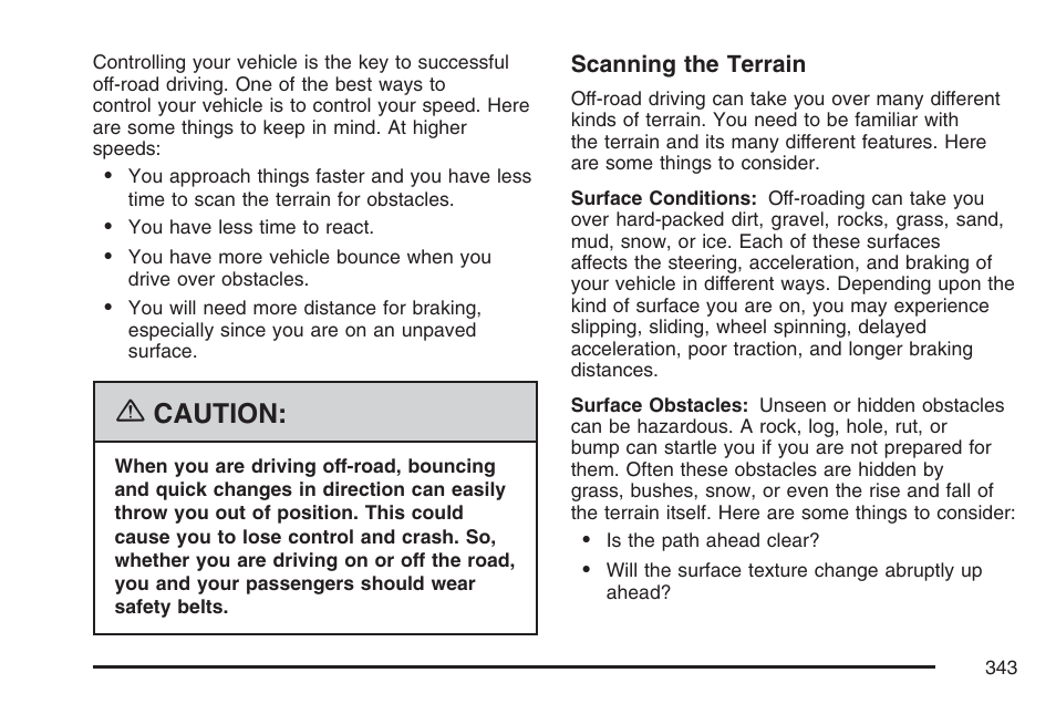 Caution | Cadillac 2007 Escalade EXT User Manual | Page 343 / 580