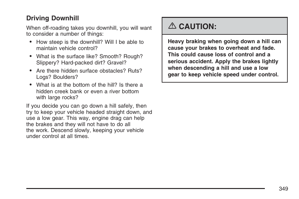 Caution | Cadillac 2007 Escalade EXT User Manual | Page 349 / 580