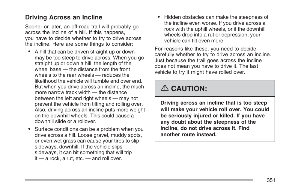 Caution | Cadillac 2007 Escalade EXT User Manual | Page 351 / 580