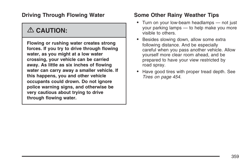 Caution | Cadillac 2007 Escalade EXT User Manual | Page 359 / 580