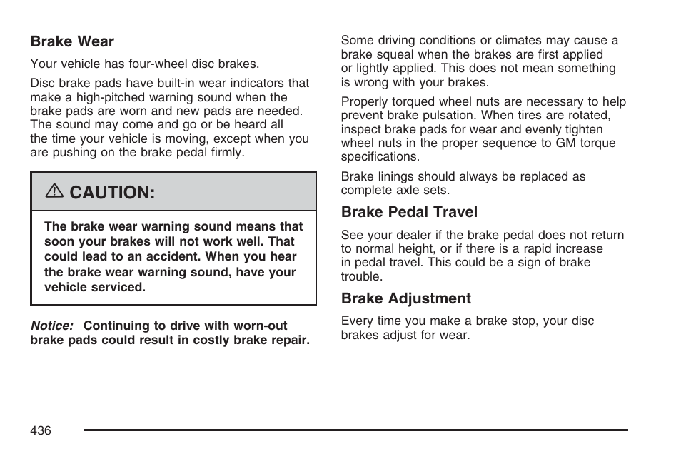 Caution | Cadillac 2007 Escalade EXT User Manual | Page 436 / 580