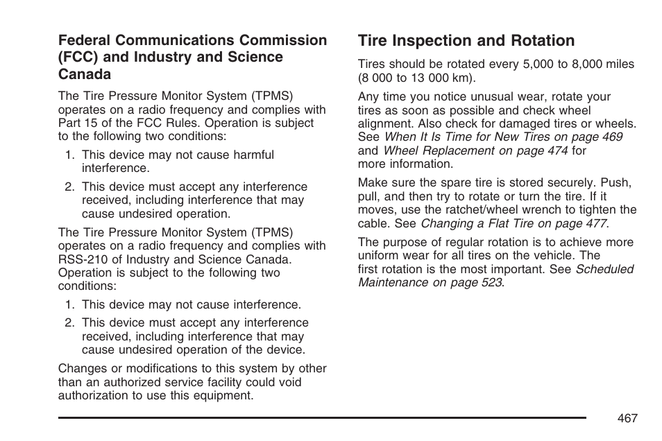 Tire inspection and rotation | Cadillac 2007 Escalade EXT User Manual | Page 467 / 580