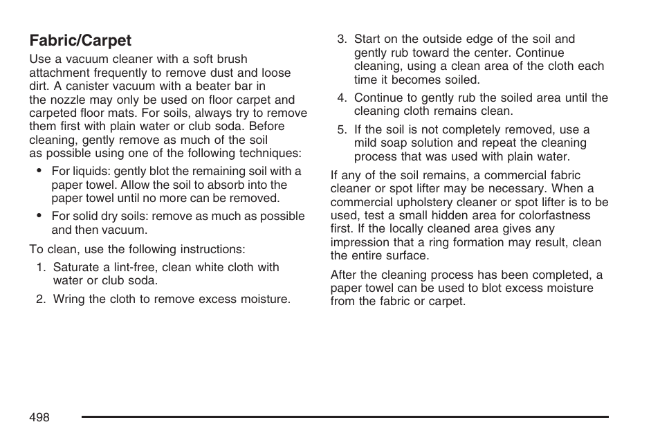 Fabric/carpet | Cadillac 2007 Escalade EXT User Manual | Page 498 / 580