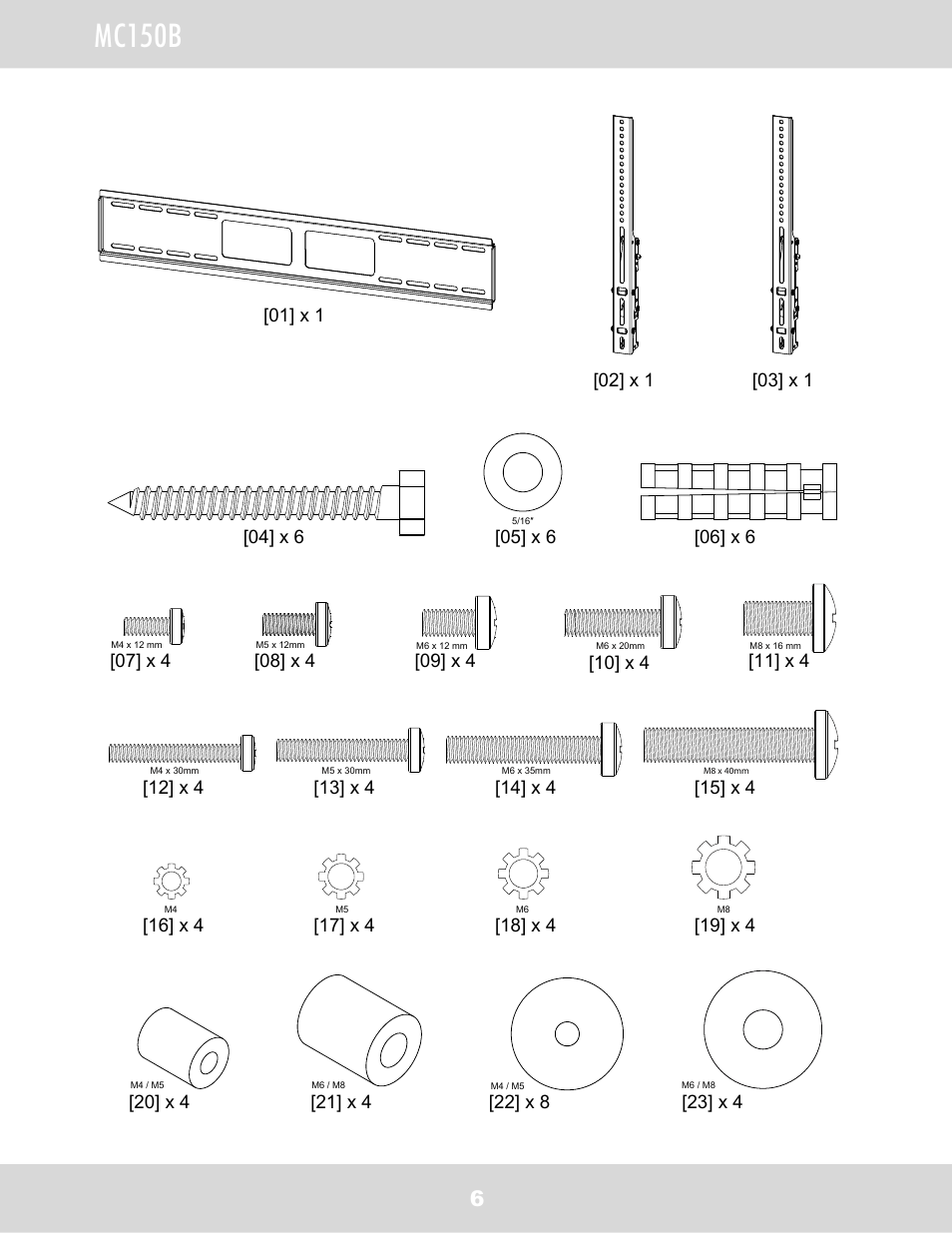 Mc150b, 10] x 4 | WallWizard MC150B User Manual | Page 7 / 26