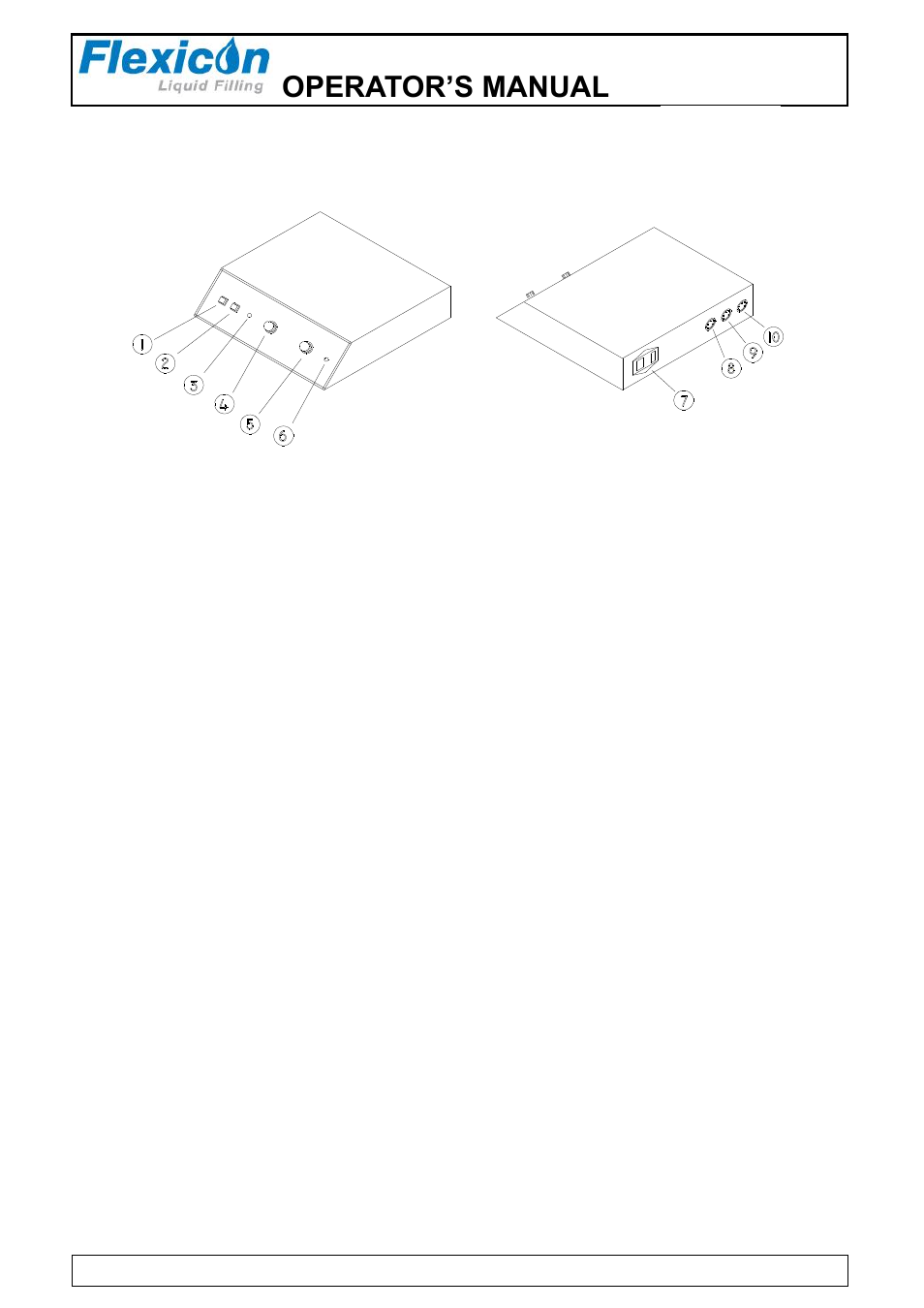 Electric installation, Control panel, Operator’s manual | Ff20 | Watson-Marlow FF20 User Manual | Page 8 / 24