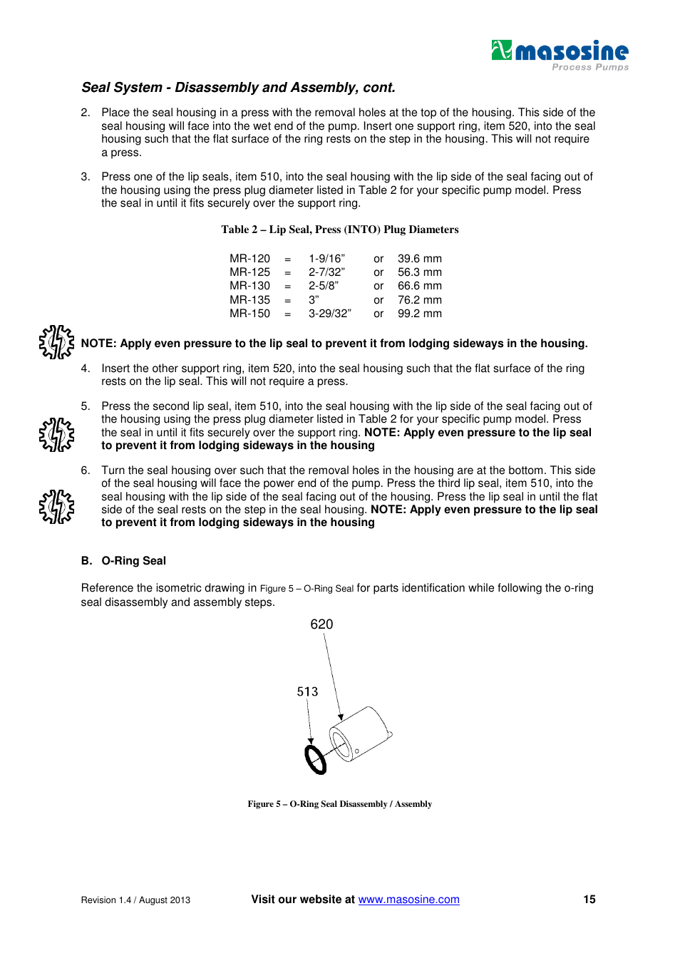 Seal system - disassembly and assembly, cont | Watson-Marlow MR-Series User Manual | Page 15 / 52