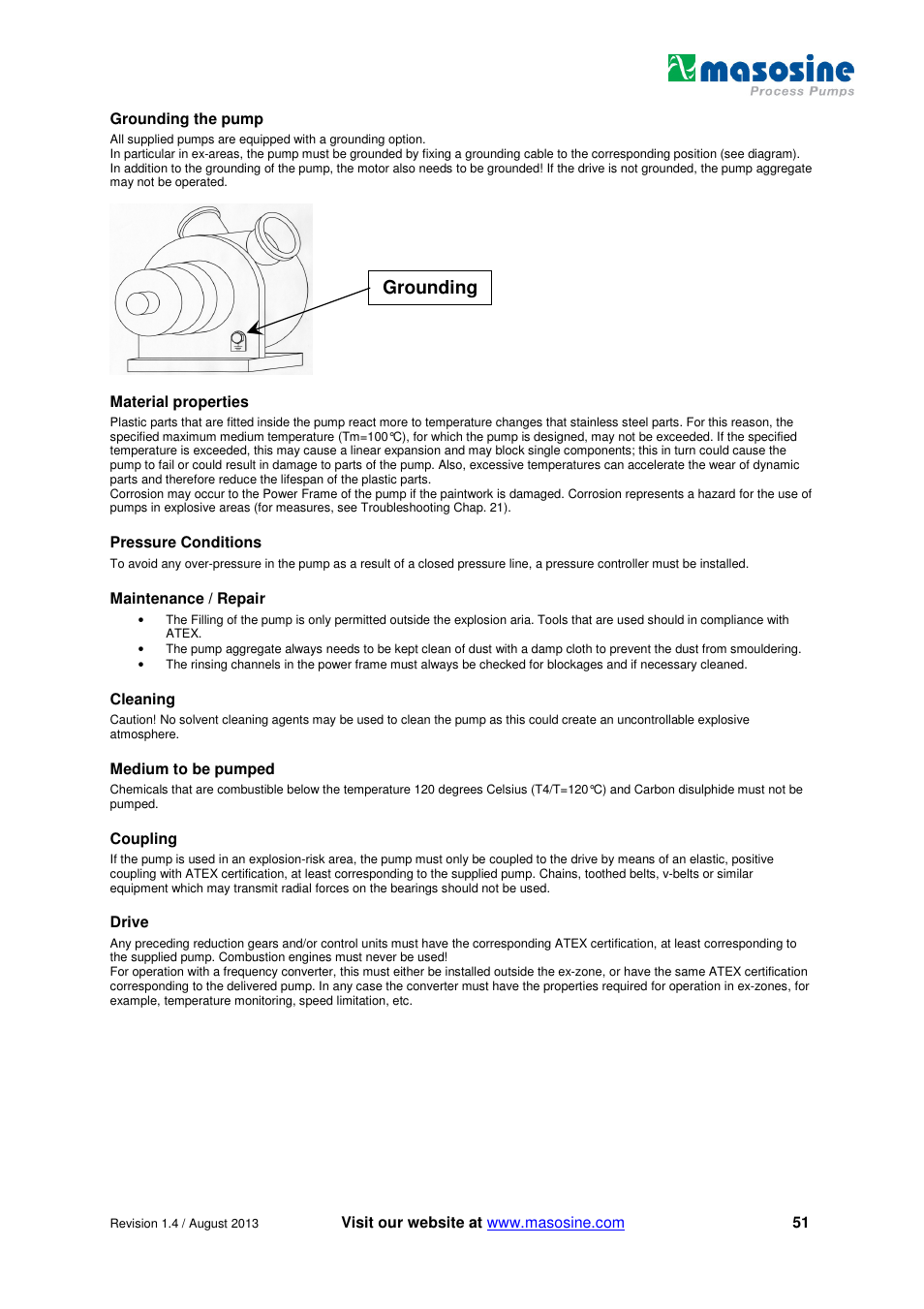 Grounding | Watson-Marlow MR-Series User Manual | Page 51 / 52