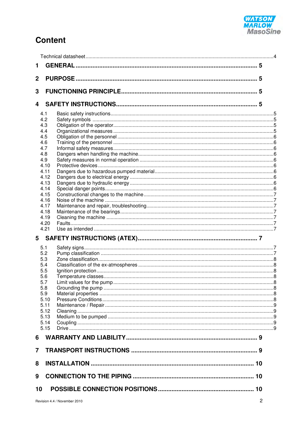 Content | Watson-Marlow EC 25 User Manual | Page 2 / 28