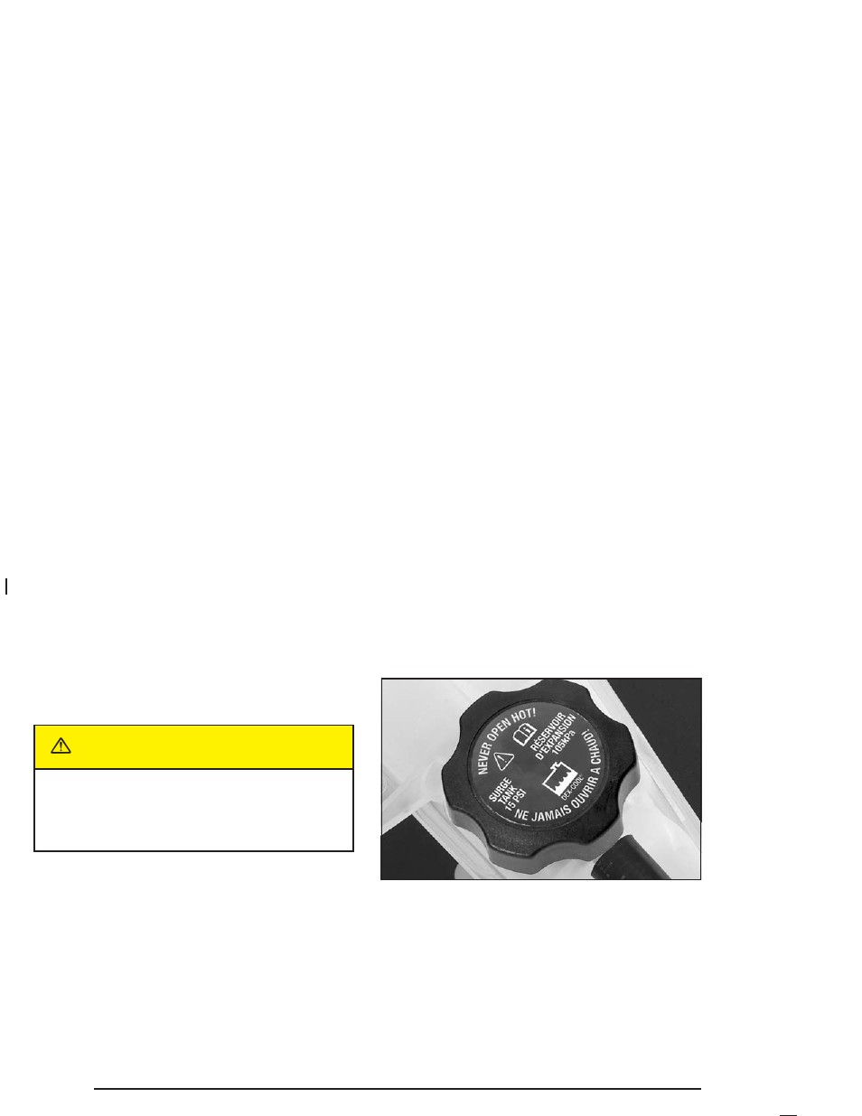 Coolant surge tank pressure cap, Coolant surge tank pressure cap -24, Caution | Cadillac 2004 Escalade ESV User Manual | Page 330 / 472