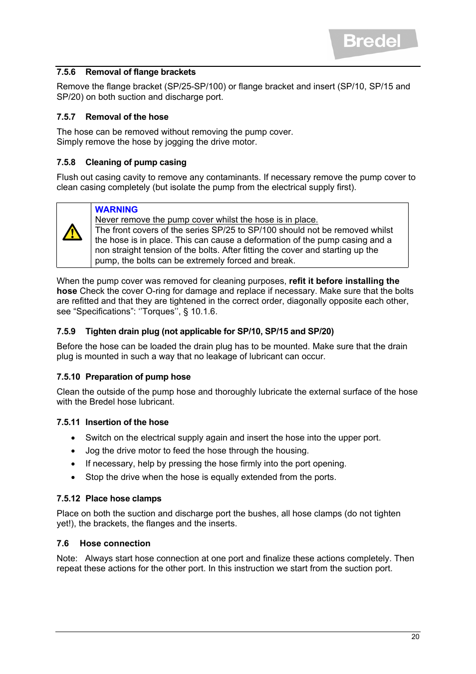 Watson-Marlow SP Series User Manual | Page 20 / 49